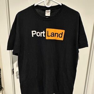 PortLand Logo Short Sleeve Tee - Black with Orange Accent